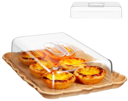 RUNROTOO Rectangular Cake Dome Cover Transparent Acrylic Food Cover for Cakes Bread Cookie Display Dessert Tray Protection Home Kitchens Restaurants and Cafes
