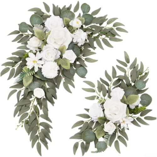 Festone di fiori artificiali per cerimonia di nozze, ricevimenti, decorazioni per ingresso, ghirlanda floreale finta con foglie di seta, da appendere alla parete, ornamento per feste in giardino, set