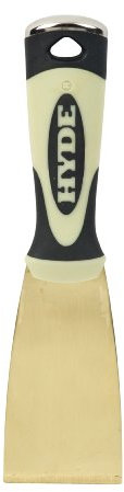 Hyde 2 Inch Stiff Brass Putty Spatula, Carbon Steel Blade, Patent Pending