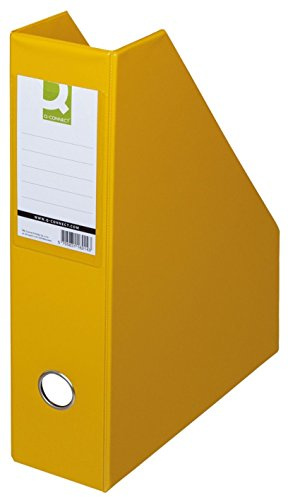 Magazine File Rack Q-CONNECT PVC A4/76 Yellow/Document Archiving/Type-A4/75 / Kind-Foldable/Material-Cardboard/PVC/Coating-Double-Sided/Label-Both Sides/Colour-Yellow/Format-A4