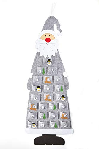 HEITMANN DECO filt-adventskalender jultomten – adventskalender för fyllning och upphängning – jultomte grå vit