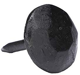 Set of 12 Round Iron Clavos Decorative Nails, Hand-Forged, 1 Inch Clavos, Natural Black Finish, Decorative Bolts for Doors, Cabinets, Shutters