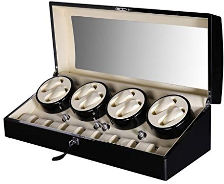 WCX Caja Relojes Automaticos Silencioso Cajas Giratorias para Relojes (para 8+ 9 Relojes) Relojes Mecánicos Caja Bobinadora (Color : Negro-70.8x33x32cm)