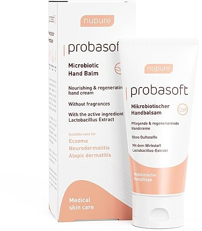nupure Probasoft 50 ml Hand Cream for Very Dry Hands, Microbiotic Hand Cream Mini with Lactobacillus, Shea Butter and Almond Oil, Fragrance-Free, Paraben-Free, Dermatologically Tested