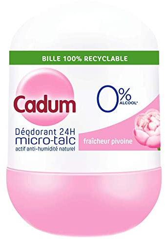 Cadum - Déodorant Femme Bille Micro Talc Fraîcheur Pivoine Efficacité 24h - 50 ml - 1 unité