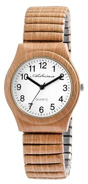 Adrina Montre pour femme en acier inoxydable - Grands chiffres - Longueur : 18 cm - Diamètre : 34 mm - Largeur : 18 mm - Cadeau pour femme, Beige foncé, Bracelet