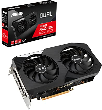 ASUS Dual Radeon RX6650 XT 8GB OC Edition Gaming Grafikkarte (AMD Radeon RX6650XT 8GB GDDR6 Speicher, 1x HDMI 2.1, 3x DisplayPort 1.4a, DUAL-RX6650XT-O8G)