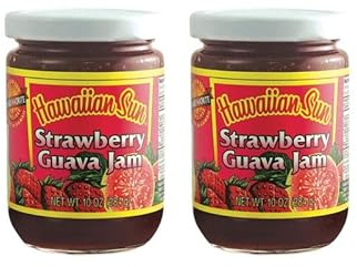 Hawaiian Sun Jelly and Jam Variety Pack One 10 oz glass jars Tropical Sweet fruits directly from the islands (Strawberry Guava Jam 2)