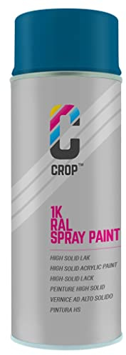 CROP Bombe de peinture RAL 5019 Bleu Capri - Brilliant - 400ml - Bombe aérosol Bleu - 100% inaltérable - Séchage rapide - Intérieur & Extérieur - RAL5019