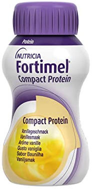 NUTRICIA FORTIMEL COMPACT PROTEIN - Supplemento Ipercalorico e Iperproteico Altamente Palatabile e Compatto, utile in caso di Malnutrizione, Alimento a Fini Medici Speciali, Gusto Vaniglia - 4 x 125ml