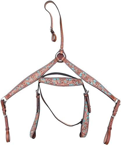 EQUIGEAR Western-Leder-Set mit handgefertigtem Kopfstück und Vorderzeug mit Zügeln. /Size-Full,Cob,Pony AV-026 (Cob)