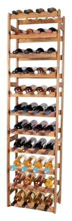 PROREGAL Weinregal PINOTWINE | HxBxT 166x43,4x25cm | 44 Flaschen | Massives Kiefernholz | Braun geölt | Weinhalter Weinständer Flaschenständer Flaschenregal Holzregal