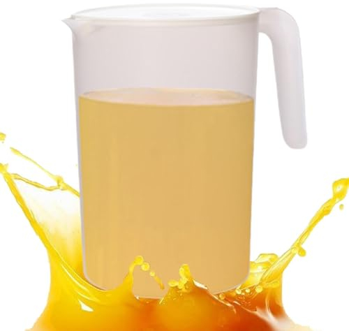 Pichet en plastique avec couvercle 2 l - Avec couvercle - Récipient résistant aux hautes températures - Carafe à eau - Carafe à eau - Pour thé parfumé