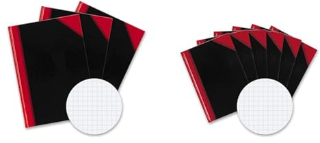 Bantex Notizbuch A4 kariert, 192 Seiten, 70 g/m², Hardcover, schwarz, 3 Stück & Notizbuch A6 kariert, 192 Seiten, 70 g/m², Hardcover, schwarz, 6 Stück