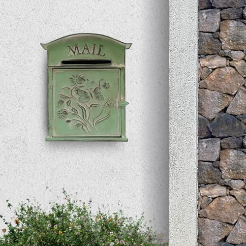 Cassetta delle lettere da parete, porta postale vintage, cassetta postale per esterni, stile antico, cassetta delle lettere in metallo, stile vintage, anticato, supporto da parete per la ricezione di