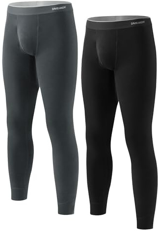 DAVID ARCHY Pantaloni Termici Uomo Calzamaglia Invernali Sottopantaloni da -10 °C a 0 °C Piancheria Intima Termiche Running Sci Inverno Alpinismo Ciclismo Contiene Una Miscela di Lana e Seta di gelso