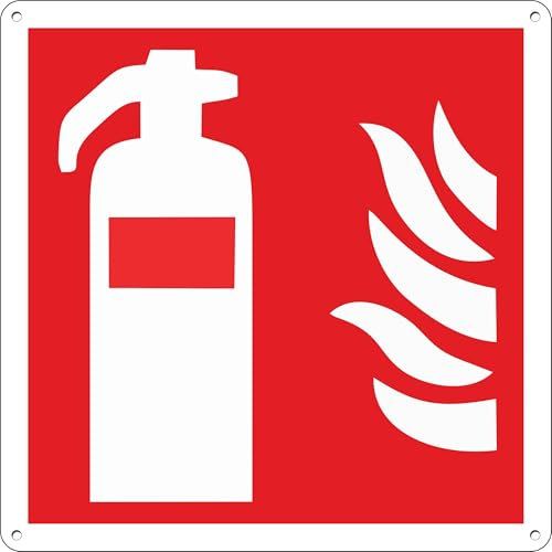 pubblimania Estintore | Cartello di emergenza e sicurezza in alluminio composito metallo 3 mm di spessore (Cm 20x20)