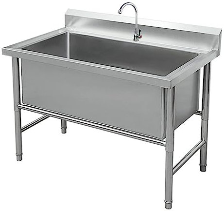 Stainless Steel Freestanding Utility Sink for Laundry Room Basement Garage or Shop Heavy Duty Single Bowl Slop Sink with Large Wash Station Tub (120X70X80CM)