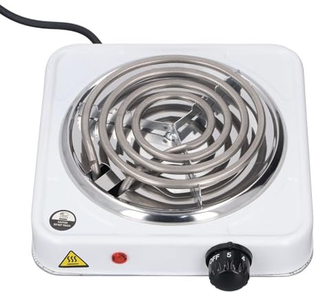 Bruciatore a Spirale Singola 1500 W, Fornello Elettrico Portatile con Piastra Riscaldante in Alluminio, Regolazione della Temperatura per Tè e Caffè