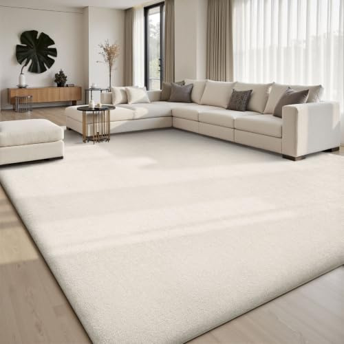 Treeboy Large Rugs Living Room 140x200cm Washable Carpet Rug for Bedroom | Milkwhite Thick Area Rugs,Anti Slip Soft Fluffy Rug,Low Pile Shaggy Modern Bedside Carpets for Kids Bedroom Nursery