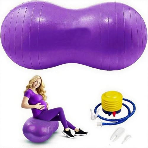 Peziang Peanut-Shaped Exercise Ball, Yoga Ball, Anti-Burst Durable PVC Peanut Ball with Pump, Ball Plug, for Kids Birthing for Pregnancy