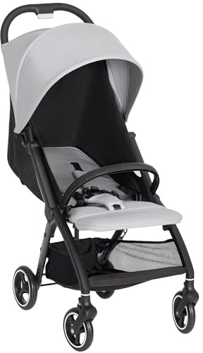 AIYAPLAY Baby Pushchair, Foldable Toddler Stroller with Adjustable Backrest & Footrest, Canopy, Storage Basket, Compact with One Hand Baby Buggy, from Birth to 3 Years (15kg), Light Grey