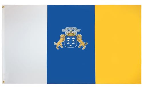 AZ FLAG - Bandera Canarias - 90x60 cm - Bandera Canaria 100% Poliéster Con Ojales de Metal integrados - 50g - Colores Vivos Y Resistente A La Decoloración