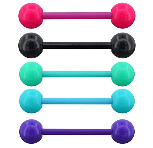 OUFER 14G 5 STÜCKE 316L Edelstahl Zunge Bars Bunte Zunge Piercings Zunge Ringe für Frauen