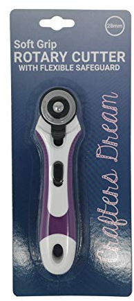 Crafters Dream Rollschneider mit weichem Griff, 28 mm, scharfe Schneidklinge für Stoff, mit flexiblem Schutz für einfachen Austausch der Klinge.