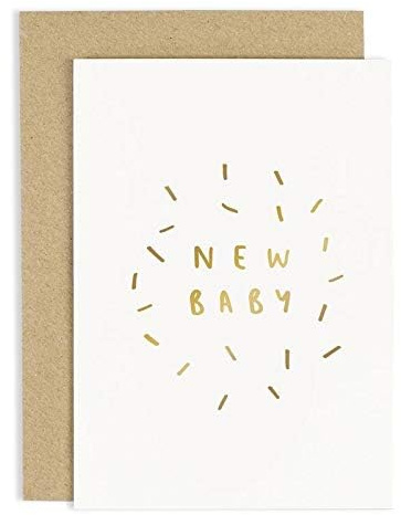 Old English Co. New Baby Confetti Card - A6 | Newborn Baby Greeting Cards for Boys & Girls | Congratulations for New Mum, Dad & Parents | For Baby Shower, Pregnancy Announcement or Milestone
