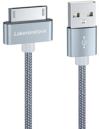 Lakeronelove Cavo iPhone 4, 30-Pin USB Sync e Nylon Cavo di Caricamento Compatibile con iPhone 4s / 4 / 3G / 3GS, Compatibile con Pad 1 2 3 e Pod