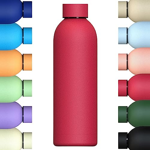 Mi Ko Mi Ka Botella de Agua de Acero Inoxidable Reutilizable | Hermética y Térmica | Sin BPA | Isotérmica, Mantiene Frio 24H y Calor 12H. Doble Pared al Vacío a Prueba de Fugas (Rojo, 750ml)