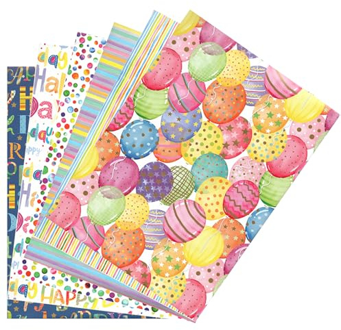 ARKRAFT carta da regalo set 6 fogli formato XXL 90 x 65 cm confezione senza plastica (Compleanno)