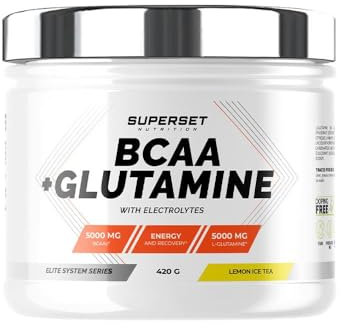 Superset Nutrition | Bcaa + Glutamine (420g) | BCAA | Formule 4 en 1 : BCAAs, glutamine, électrolytes, vit C
