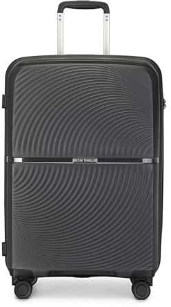 British Traveller Hartschale Koffer Trolley PP Handgepäck Reisekoffer Klein 40 Liter mit 4 Spinnerräder Rollkoffer TSA-Schloß Teleskopgriff Suitcase(Schwarz)