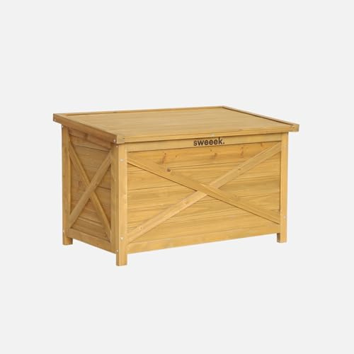 sweeek - Coffre de rangement en bois 80 cm. naturel. L80 x P48 x H50cm. capacité 100L