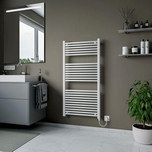 XIMAX Elektro-Badheizkörper OMEGA | 120x60 cm | 600 Watt | Inkl. Heizelement, Heizstab | Design-Heizkörper für Badezimmer | Effiziente elektrische Handtuchheizung