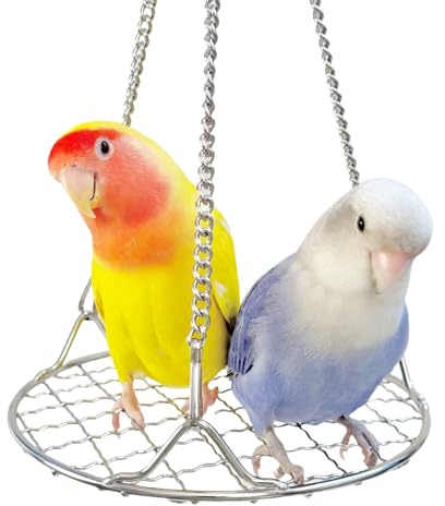 Bird Swing Perch Stainless Steel, Toy for Small Animal Parakeet Cockatiels Conures, Hanging Bird Cage Accessories to Balance Training for Budgies, Parrotlets, Rats, Hamsters, Sugar Gliders