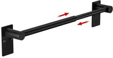 WZKALY Portasciugamani da parete, 26,5-44,5 cm, regolabile, in acciaio inox 304, singolo portasciugamani con viti, estensibile per bagno e cucina (nero opaco)