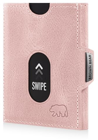 BROWN BEAR Geldbörse klein mit Münzfach echt Leder Vintage Rosa | Slim Wallet RFID-Schutz | Mini Portemonnaie Echtleder | Kartenetui Damen | BB Jackson PK