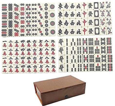Gcroet Mahjong set kinesisk Mah Jong spel 149 st/set resa mini Mahjong för barn familjer vuxna..