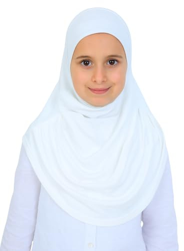 Prien Hijab Pret A Porter Fille – Echarpe Musulmane Douce en Viscose pour Enfant, Foulard Instantane, Vetement Islamique Pour Femme, Couverture de Tete pour Ramadan, Eid et Priere