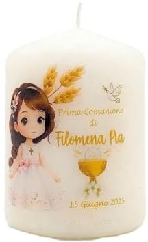 Set 20 Candele Personalizzate a mano Artigianale Battesimo, Compleanno, Comunione, Cresima, Matrimonio, Anniversario, Laurea – Bomboniera Cero frase nome personaggio - Anche confezionata con confetti