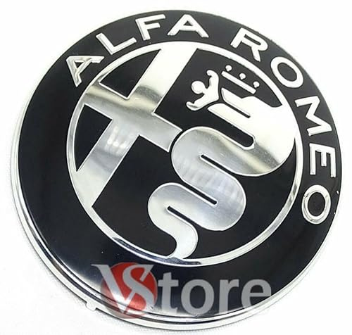 2 Fregi Stemmi Compatibili con Alfa Romeo Logo 74mm Cofano Anteriore Posteriore Emblema Specchio Mirror 147 156 159 Brera Mito METALLO