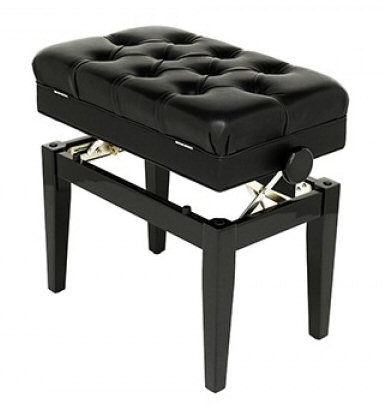 Symphony Piano Bench Stool with Adjustable Height and Storage - Polished Ebony (FS311PE)