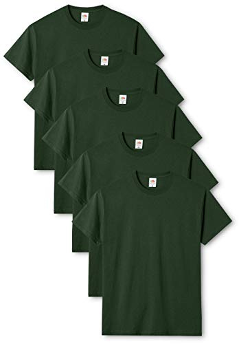 Fruit of the Loom Original T., T-Shirt Uomo, Verde (Bottle Green 38), X-Large(Pacco da 5)