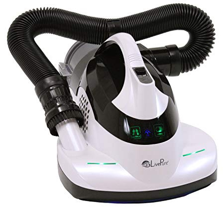 LivePure - Ultramite Handheld HEPA Filter Vacuum & Fabric Sanitizer - Dual Motor Brush, UVC Light, And Anti- Allergen Filter To Remove Dust Mites, Bacteria, Viruses