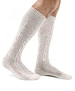 Paire de chaussettes Oktoberfest bavaroises pour hommes / chaussettes décontractées pour Lederhose, blanc et marron - Blanc - 200*85 cm