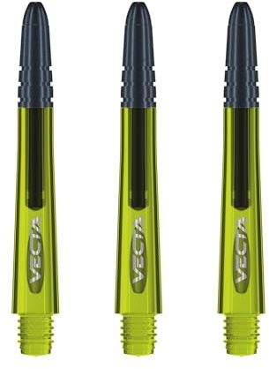 WINMAU Vecta Tiges de fléchettes en Polycarbonate - 1 Ensemble par Paquet (3 Fléchettes Tiges au Total) - Accessoires de fléchettes Professionnelles - Vert et Noir Tiges Moyennes