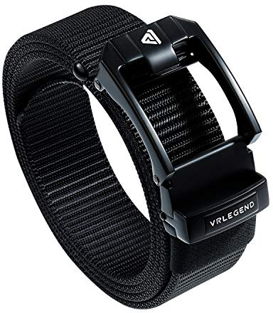 VRLEGEND Ceinture Homme Automatique Femmes Ceinturon Ceintures Tactique Militaire 110-180cm Grande Taille Boucle à Cliquet (170cm, Noir)